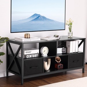 GustoWave 41.7" Media Console Table, Modern TV Stand with Fabric Drawers & Open Shelves for Living Room, Bedroom, Black - 1 of 4