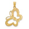 Black Bow Jewelry 14k Yellow & Rose Gold w/ White Rhodium 22mm Heart Butterfly Pendant - 3 of 4