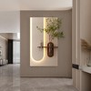 Vynxaria 3-Color LED Sandstone Wall Decor with Simulated Green Plants, 3D Sculpture, Glass Vase, Rabbit Statue - 2 of 4