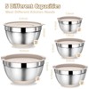 Itopfox Stainless Steel Mixing Bowls Set with Airtight Lids & Grater Attachments, Non-Slip Silicone Bottoms, Nesting Bowls for Mixing & Serving - 2 of 4