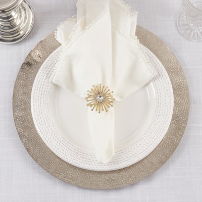Gold Jewel Starburst Metal Napkin Rings Set of 4