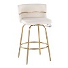 Set of 2 Cinch-Claire Counter Height Barstools Gold/Cream - LumiSource: Velvet Upholstery, Swivel, Metal Legs - 2 of 4