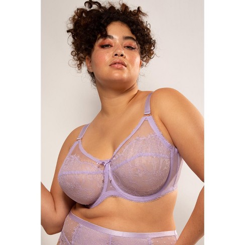 Smart & Sexy Women's Plus Size Retro Lace & Mesh Unlined Underwire Bra  Lilac Iris 44g : Target