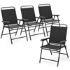 Costway Set of 4 Outdoor Folding Dining Chairs with Armrests Breathable Seat Metal Frame - 2 of 4