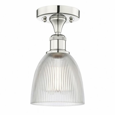 Polished Nickel Glass 10" Industrial Flush Mount Light