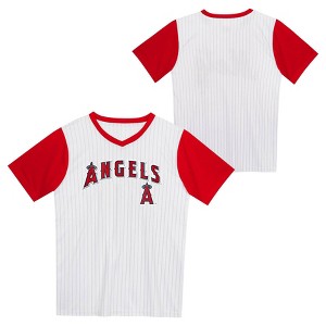 MLB Los Angeles Angels Boys' Pinstripe Pullover Jersey - 1 of 3