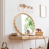 Round Wavy Wood Wall Mirror with Whitewash Edge Decorative Circle Mirror for Bathroom Vanity, Bedroom, Entryway, Living Room-The Pop Home - 3 of 4