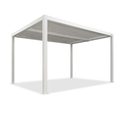 PURPLE LEAF Outdoor Louvered Pergola Aluminum Gazebo Modern White Patio Metal Pergola with Adjustable Rainproof Hardtop for Garden Lawns Yard