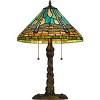 Cal Lighting BO-3108TB 60W X 2 Metal and Resin Tiffany Table Lamp with Pull Chains, Antique Brass - 2 of 4