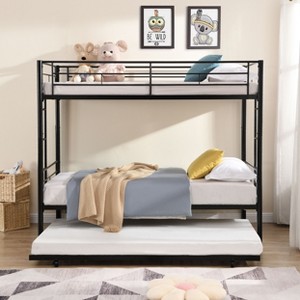 Sapphtopaz Space-Saving Metal Bunk Bed for Teens/Adults, Simple Bed Frame with Guardrails No Box Spring Needed for Bedroom, Kids Room - 1 of 4