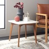 Karina Square End Table - White Ceramic Faux Marble/Walnut - Safavieh - image 2 of 4