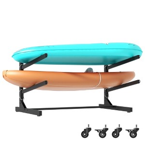 Munora - Heavy Duty Kayak Storage Rack with Wheels - Freestanding Holder for Kayaks, Canoes, Paddleboards - 200lbs Capacity - 1 of 4