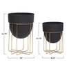 Storied Home Metal Planters with Gold Finish Stands, Set of 2 - 2 of 2
