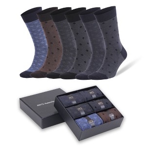 Men’s Bamboo Crew Socks Breathable Moisture Wicking Thin Dress Socks 6-Pack - 1 of 4