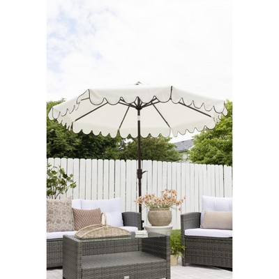Venice 9Ft Black and White Scallop Crank Patio Umbrella