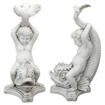 Design Toscano Boy on Dolphin Classical Garden Statue: Set of Two