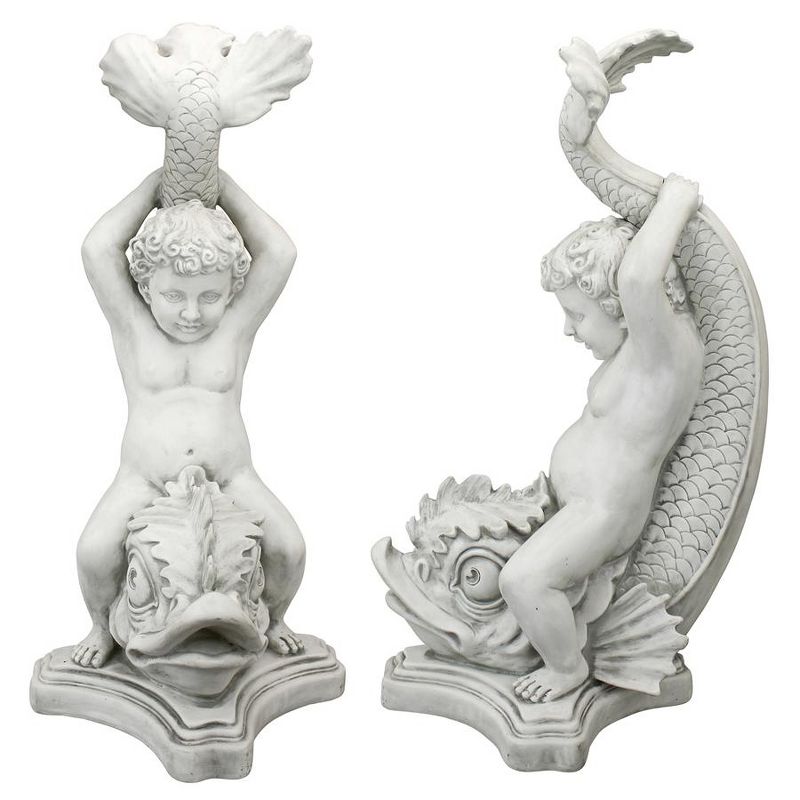 Design Toscano Boy on Dolphin Classical Garden Statue: Set of Two, 1 of 2