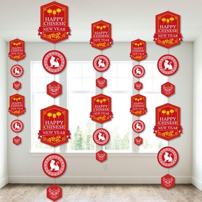 Big Dot of Happiness Chinese New Year - 2022 Year of the Tiger DIY Dangler Backdrop - Hanging Vertical Decorations - 30 Pieces