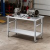 Inch Stainless Steel Folding Table, 920Lbs Double Tier Prep Station with Undershelf, Lockable Casters, Heavy Duty Commercial Workbench, Silver - 3 of 4