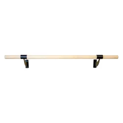 Vita Barre Classic WS48-W Single Bar Wall Mount Hardwood Ash Heavy Gauge Steel Ballet Barre System for Studios and Home, 4 Foot, Black