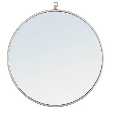 Elegant Lighting Metal frame Round Mirror with decorative hook 24 inch Silver finish