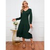 YESFASHION Boho Maxi Dress, Swing Shift Dress Women Tiered Midi High Waist V Neck Ruffle Puff Sleeve Casual Loose Flowy Swing - 2 of 4