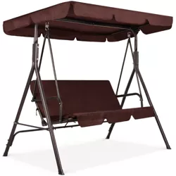 Best Choice Products 2-Person Outdoor Large Convertible Canopy Swing Glider Lounge Chair w/ Removable Cushions