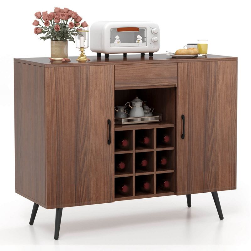 Costway Buffet Sideboard Cabinet Wine Bar Cabinet with Drawer & Adjustable Shelves, 1 of 11