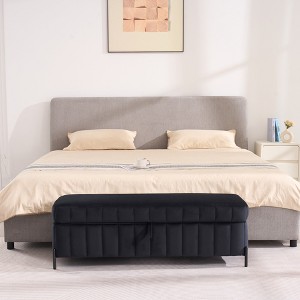 Aortzio 49.21”W Wide Velvet Upholstered Storage Bench - 1 of 4