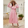 Clearlove Women's Plus Size V-Neck Long Sleeves A-Line Pleated Floor Length Formal Dress - 2 of 4