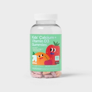Kids' Calcium + Vitamin D3 Gummies - Black Cherry, Orange & Strawberry - 150ct - up&up™ - 1 of 4
