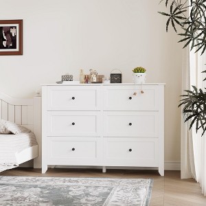 6-Drawer Dresser TV Stand for 48" TVs, Modern Wood Chest for Bedroom, Living Room & Hallway - 1 of 4