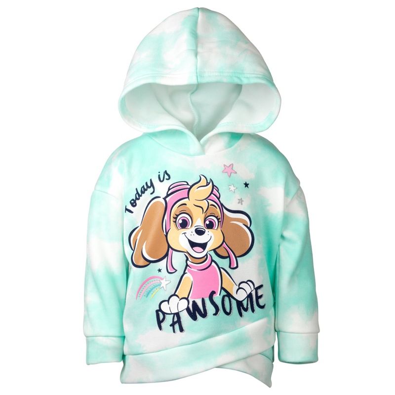Paw Patrol Everest Skye Girls Pullover Crossover Fleece Hoodie and Leggings Outfit Set Toddler to Little Kid, 4 of 9