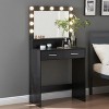 KWPZQEB Vanity Desk with Mirror and Lights, Small Dressing Table with 2 Storage Drawers, Shelve & 3 Lighting Modes Adjustable Brightness for Bedroom - 3 of 4