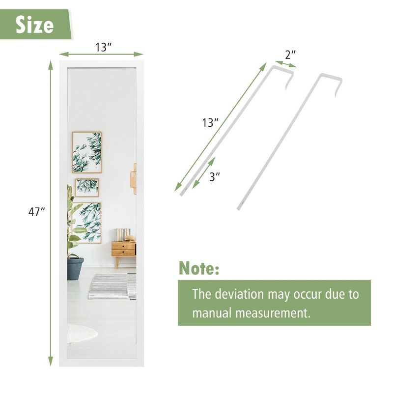 Tangkula Full Length Over The Door Mirror Hanging Hooks Wall Mount Dressing Mirror, 4 of 10