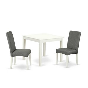 Coastal Cool 3Pc Square Table & 2 Chairs - 36" Linen White Finish - Gray Fabric - 1 of 4