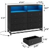 Dresser for Bedroom With LED Light & Charging Station, 6 Drawers Wooden Dressers , Modern Chest of Wide Drawers for Bedroom Room, Entryway, Hallway - 2 of 4
