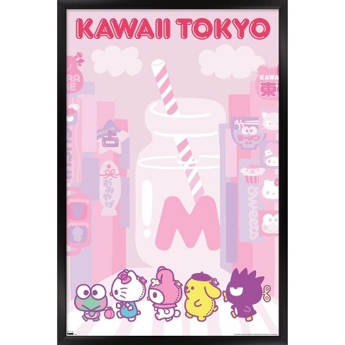 Trends International Hello Kitty and Friends - Kawaii Favorite Flavors  Framed Wall Poster Prints White Framed Version 22.375 x 34