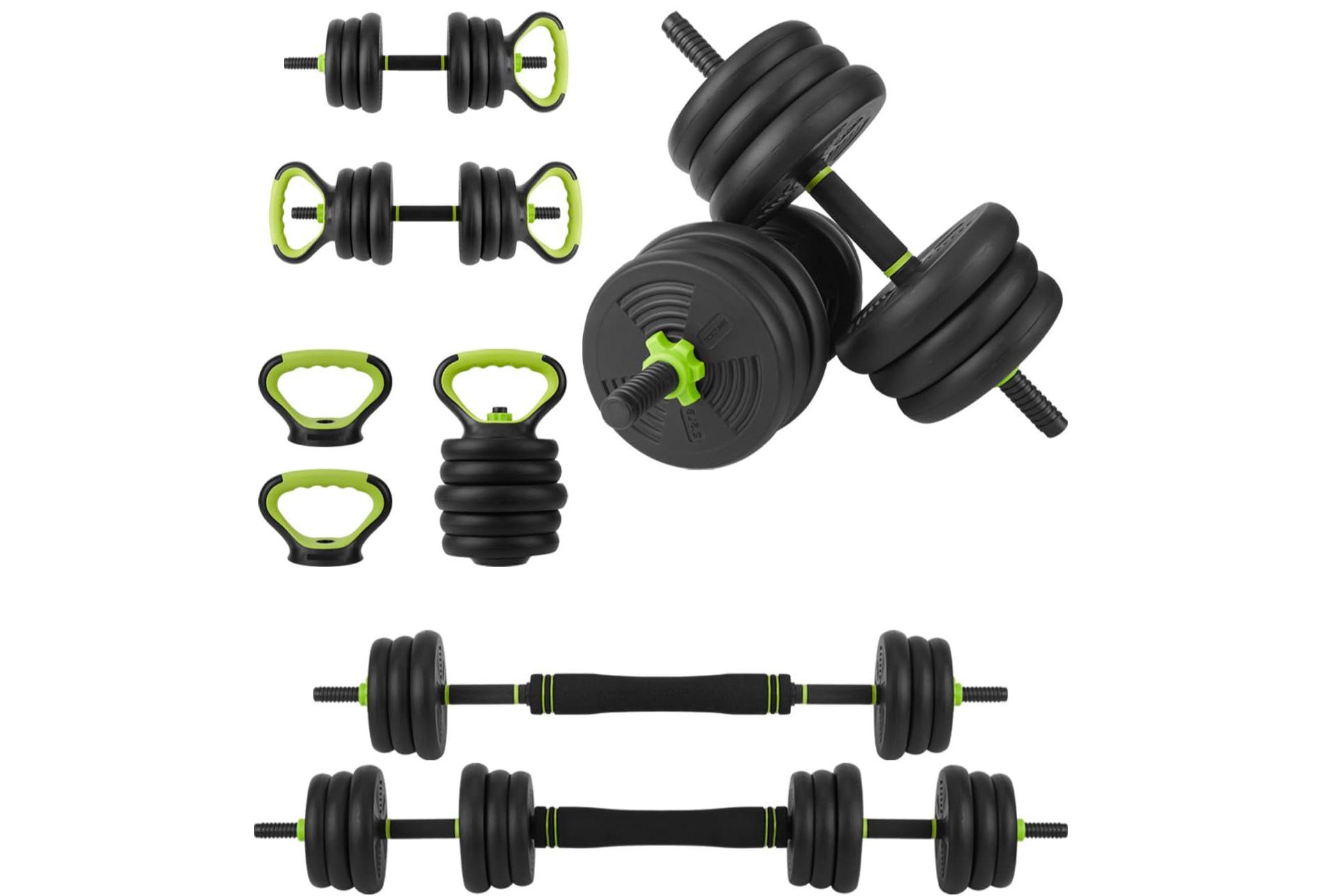 Adjustable Dumbbell Set & Home Gym Weights - 44LB 4-in-1 Space-Saving System with Kettlebell/Barbell Conversion