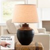 Barnes and Ivy Rustic Farmhouse Table Lamp 27 1/4" Tall with USB Dimmer Bronze Hammered Beige Drum Shade for Bedroom Living Room House Home Bedside - 2 of 4