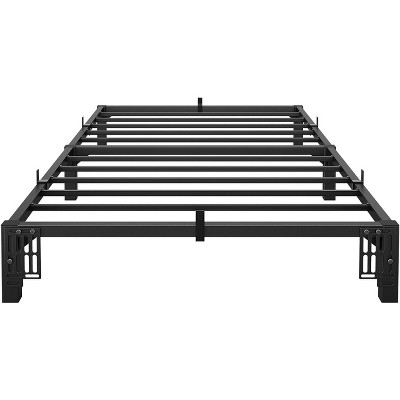 homfan Bed Frame, High Platform Bed Frame, Queen Size with Storage Space, Heavy Duty Steel Slat Support, No Screws Needed, Easy Assembly