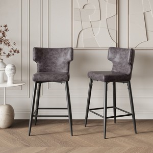 NicBex 28" Counter Height Bar Stools,Bar Stools Set of 2 with Metal Footrest,Island Chairs with PU Leather,Stool Chairs for Home Bar & Dining - 1 of 4