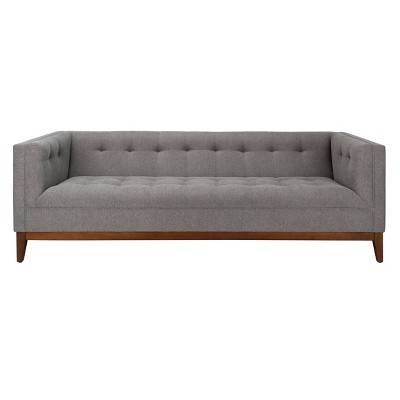 Garnet Linen Tufted Sofa Light Gray 