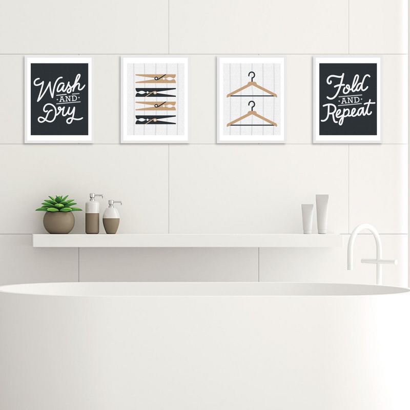 Big Dot of Happiness Wash and Dry - Unframed Laundry Room Linen Paper Wall Art - Set of 4 - Artisms - 8 x 10 inches, 2 of 8