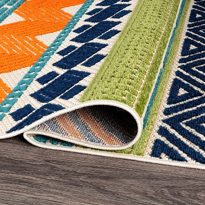 Marbella Multi-Color Bohemian Geometric 5' x 7' Indoor/Outdoor Rug