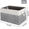 Itopfox Foldable Storage Baskets for Organizing Toys, Books, Shelves, Closet, Large Storage Box with Sturdy Rope Handles, White & Grey - 3 of 4