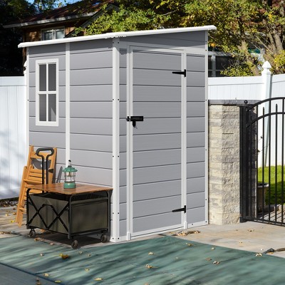 LACOO 5' x 4' Outdoor Storage Plastic Shed with Window and Floor