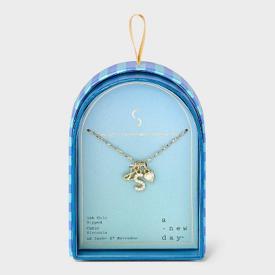 14K Gold Dipped Charm Initial Pendant Necklace - A New Day™ Gold