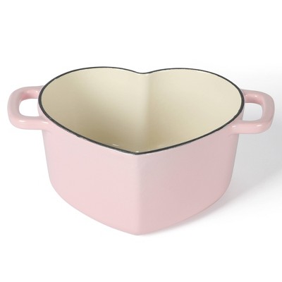 Pink Heart-Shaped 2-Quart Enameled Cast Iron Dutch Oven