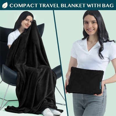 Black Fleece Travel Blanket and Pillow Set